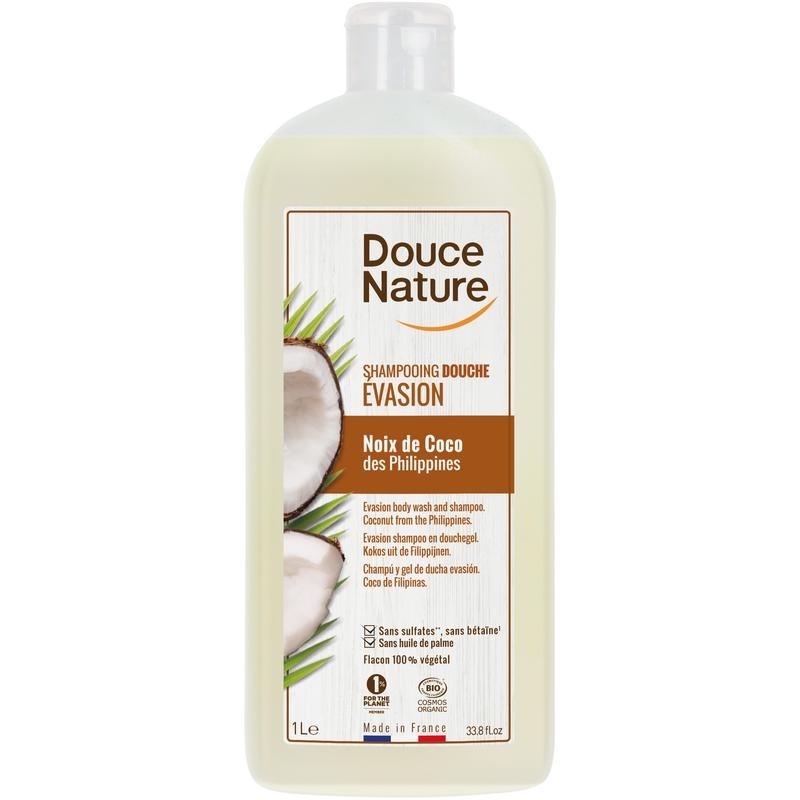 Douce Nature Duschgel & Shampoo Evasion Coconut Bio (1 Liter)