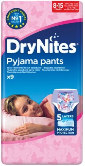 Huggies Huggies Drynites Mädchen 8-15 Jahre (9 Stück)