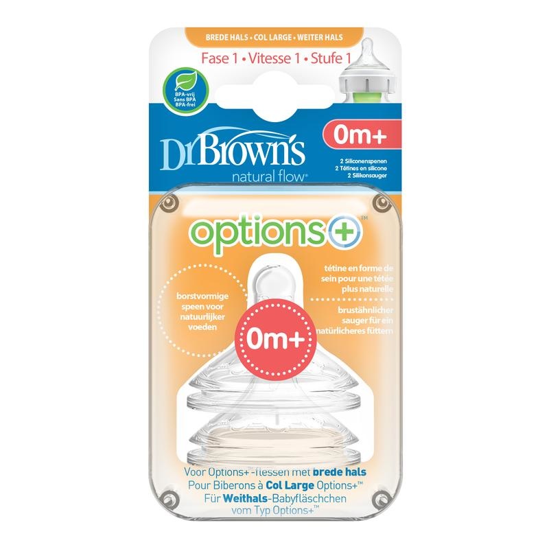 Dr Brown's Optionen + Zitzenphase 1 Weithalsflasche 2 Stück