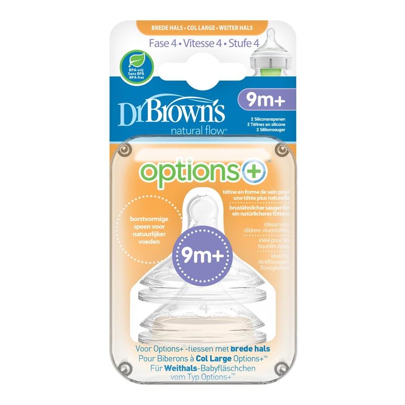 Dr Brown's Optionen + Zitzenphase 4 Weithalsflasche 2 Stück