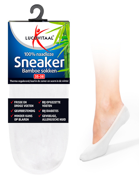 Lucovitaal Bamboo Sneakersocken weiß 43-46 (1 Paar)