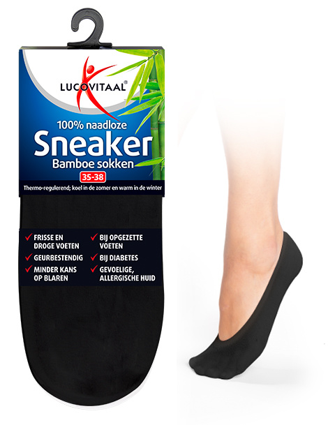 Lucovitaal Bamboo Sneakersocke schwarz 39-42 (1 Paar)