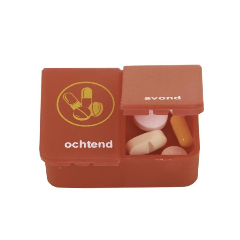 Able 2 Pillendose 1 Tag 2 Fächer rot NL (1 Stück)
