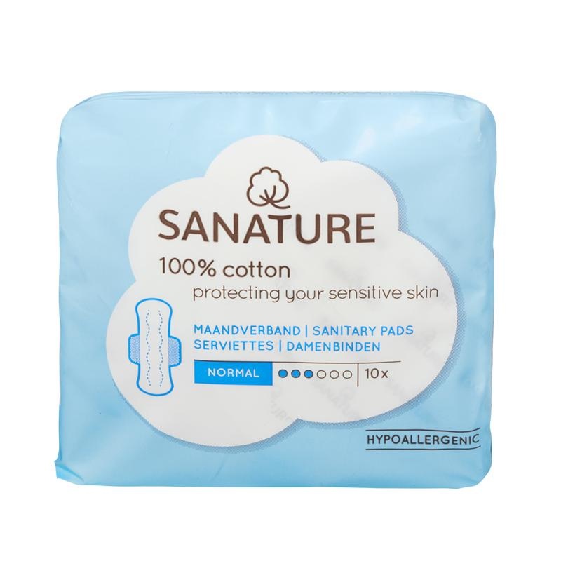 Sanature Damenbinden normal 100% Baumwolle (10 Stück)