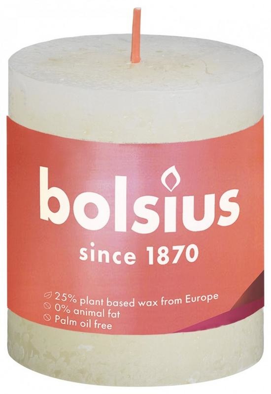 Bolsius Rustikale Stumpenkerze Glanz 80/68 Soft Pearl 1 Stück