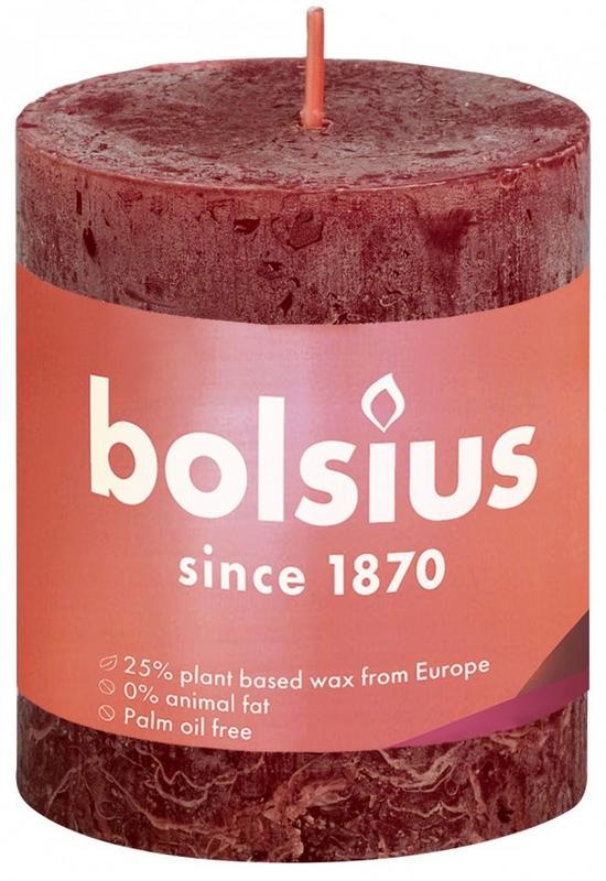 Bolsius Rustikale Stumpenkerze Glanz 80/68 samtrot 1 Stück