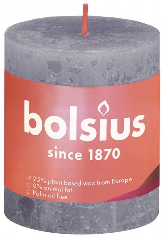 Bolsius Rustikale Stumpenkerze Glanz 80/68 matt lavendel 1 Stück