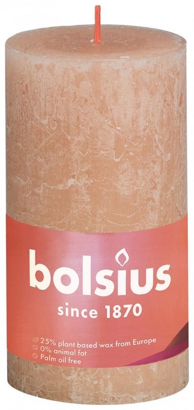 Bolsius Rustikale Stumpenkerze Glanz 130/68 Misty Pink 1 Stück