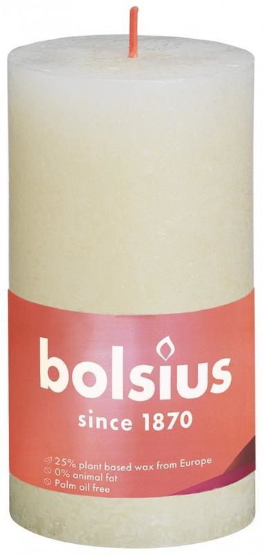 Bolsius Rustikale Stumpenkerze Glanz 130/68 Soft Pearl 1 Stück