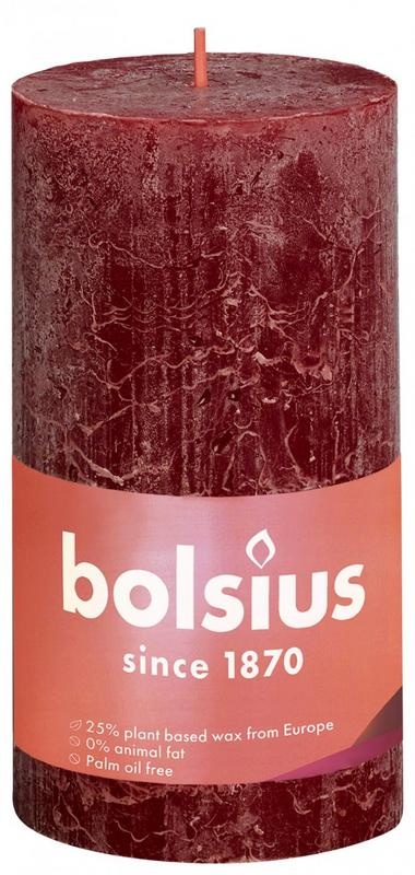 Bolsius Rustikale Stumpenkerze Glanz 130/68 samtrot 1 Stück