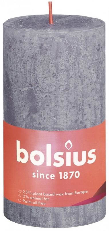 Bolsius Rustikale Stumpenkerze Glanz 130/68 matt lavendel 1 Stück