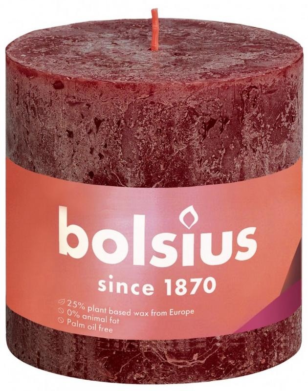 Bolsius Rustikale Stumpenkerze Glanz 100/100 samtrot 1 Stück