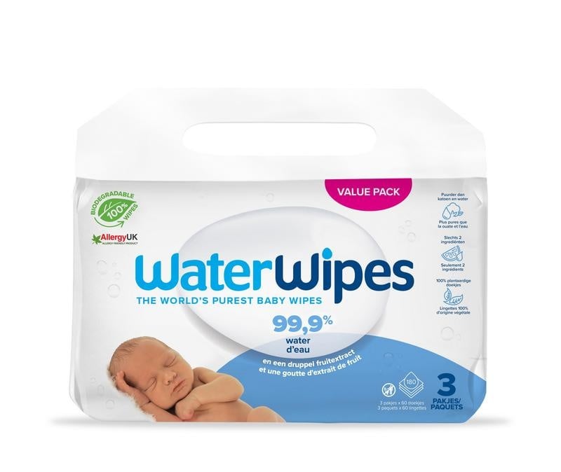 Waterwipes Waterwipes Babytücher 3er-Pack (180 Stück)