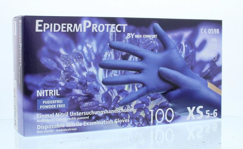 Epidermprotect Nitril-Untersuchungshandschuh puderfrei XS blau (100 Stück)