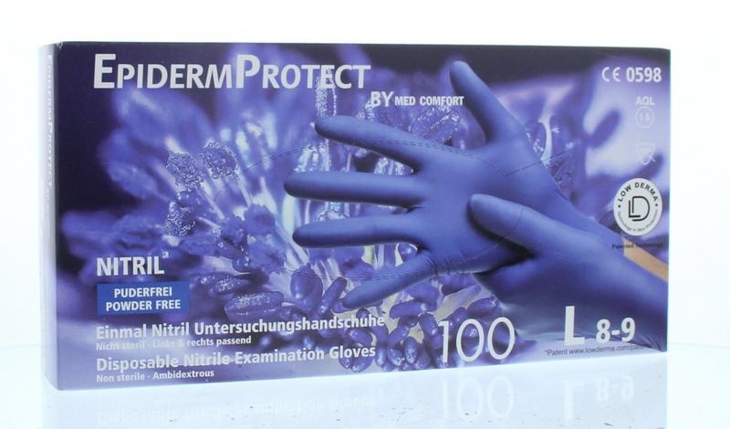 Epidermprotect Epidermprotect Nitril-Untersuchungshandschuh puderfrei L blau (100 Stück)