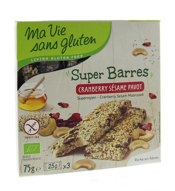 Ma Vie Sans Super Riegel Sesam & Cranberry glutenfrei Bio (75 gr)