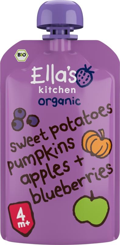 Ella's Kitchen Süßkartoffel Kürbis Apfel Blaubeere 4+ Monate Bio (120 gr)