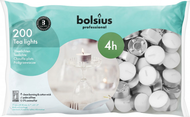 Bolsius Bolsius Teelicht 16/38 weiss 200 Stücke