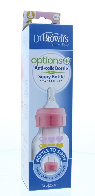 Dr Brown's Dr Brown's Options+ Übergangsflasche Enghals rosa 250 Ml 1 Stück
