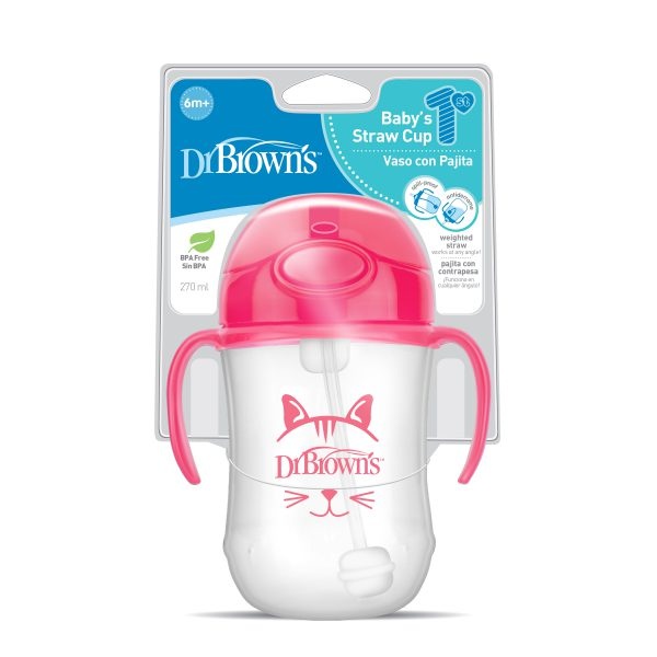 Dr Brown's Dr Brown's Erster Strohhalmbecher rosa 270 Ml 1 Stück