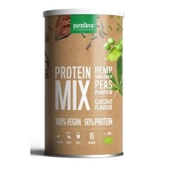 Purasana Proteinmix 55% Erbsen-Sonnenblumen-Hanf-Kakao Bio (400 gr)