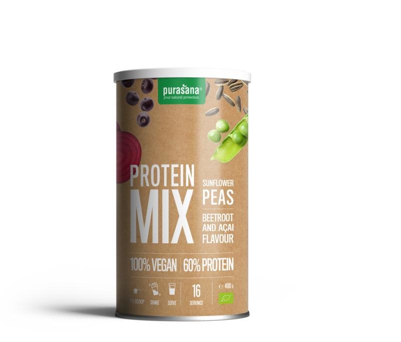 Purasana Proteinmix Erbsen & Sonnenblumen Rote Bete Acai Bio (400 gr)