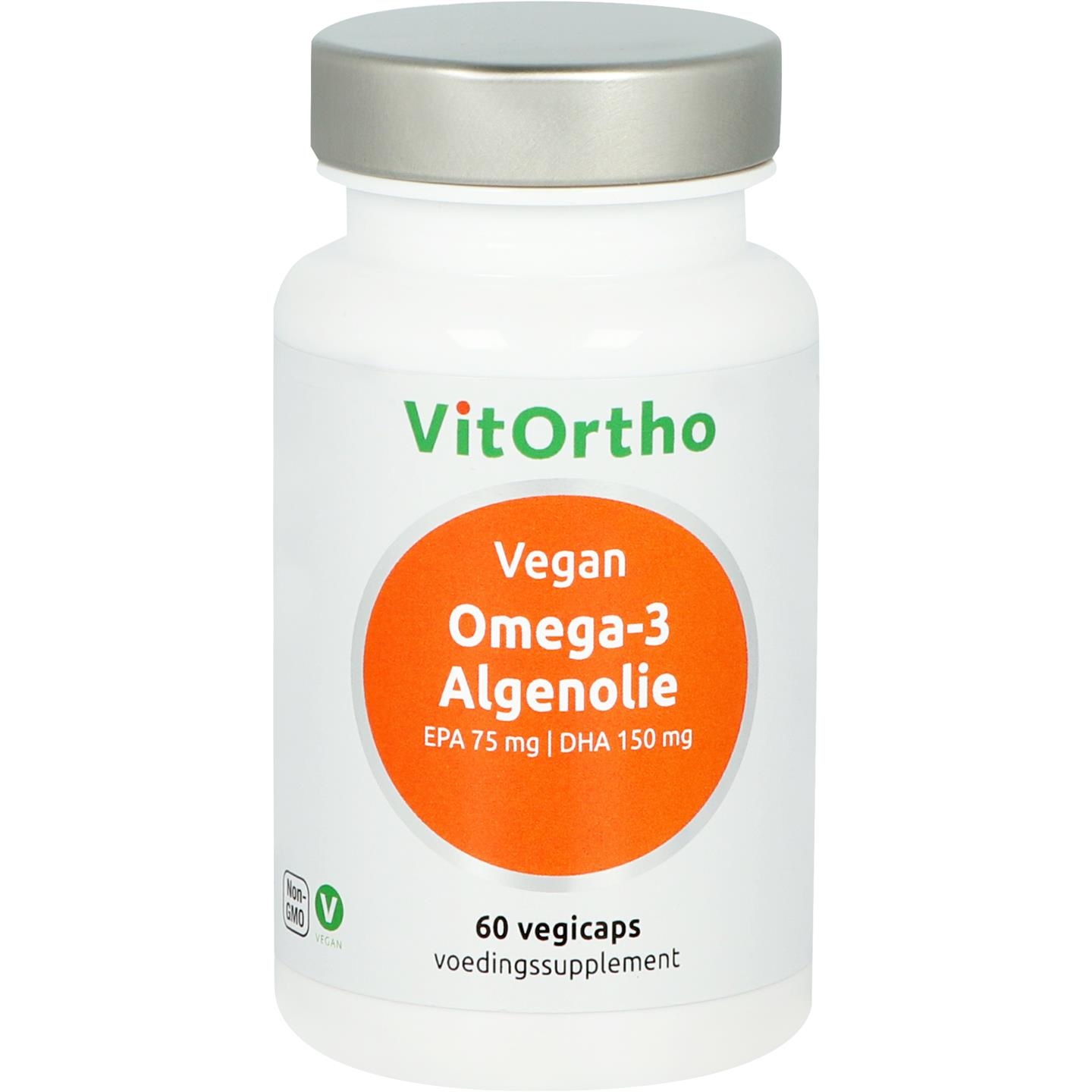 VitOrtho Omega-3-Algenöl - EPA 75 mg | DHA 150 mg vegan (60 VCaps)