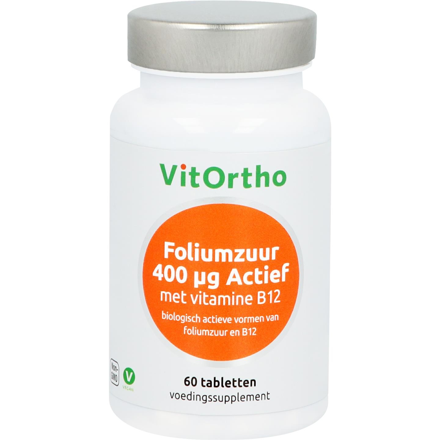 Vitortho VitOrtho Folsäure 400 mcg mit Vitamin B12 (60 Tabletten)