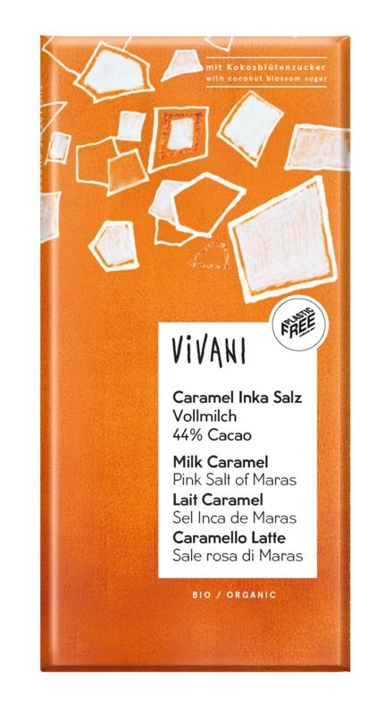 Vivani Schokoladenmilch Karamell rosa Salz oder Maras Bio (80 gr)