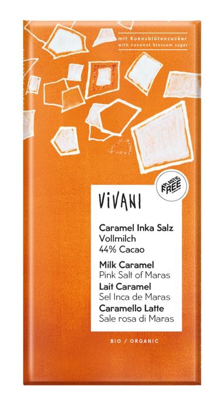 Vivani Vivani Schokoladenmilch Karamell rosa Salz oder Maras Bio (80 gr)