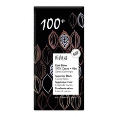 Vivani Schokolade dunkel Superior 100% + Bio-Kakaosnibs (80 gr)