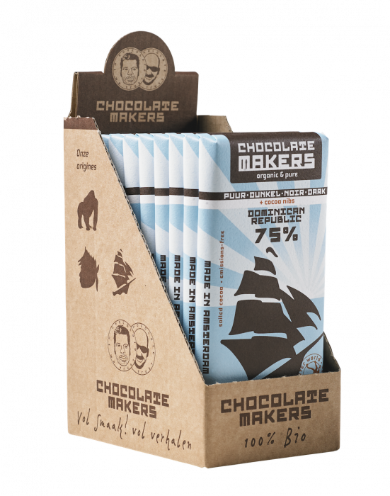 Chocolatemakers Chocolatemakers Tres hombres 75% Bio-Kakaosnibs (80 gr)