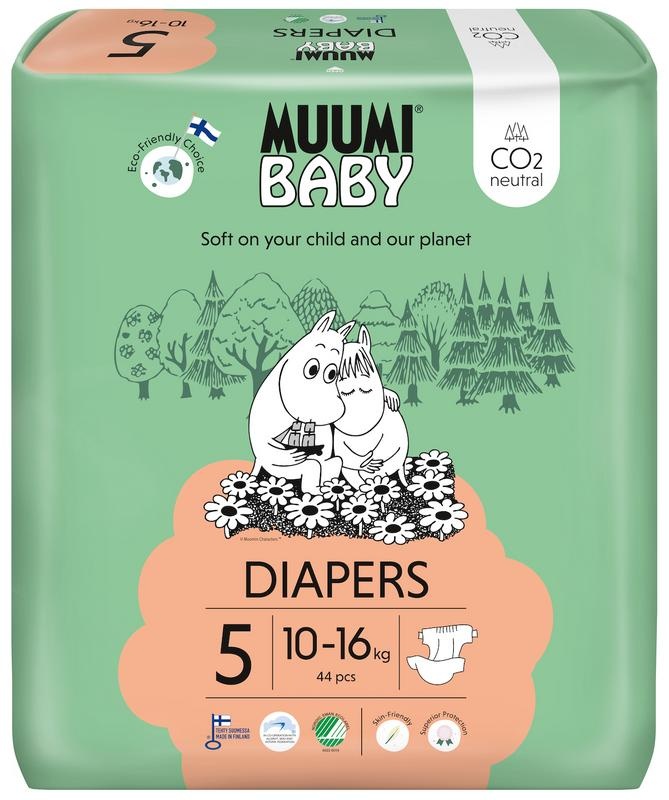 Muumi Baby Muumi Baby Eco Windeln Größe 5 Maxi+ 10-16 kg (44 Stück)