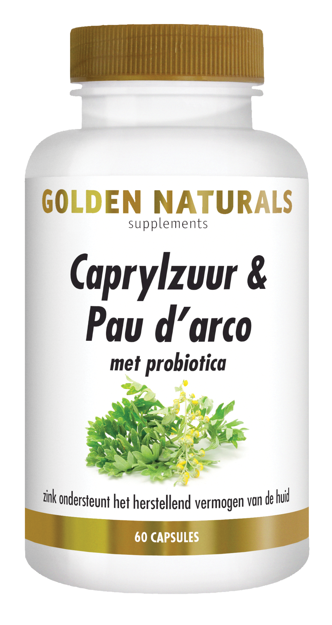 Golden Naturals Caprylsäure & Pau d'arco mit Probiotika (60 VCaps)