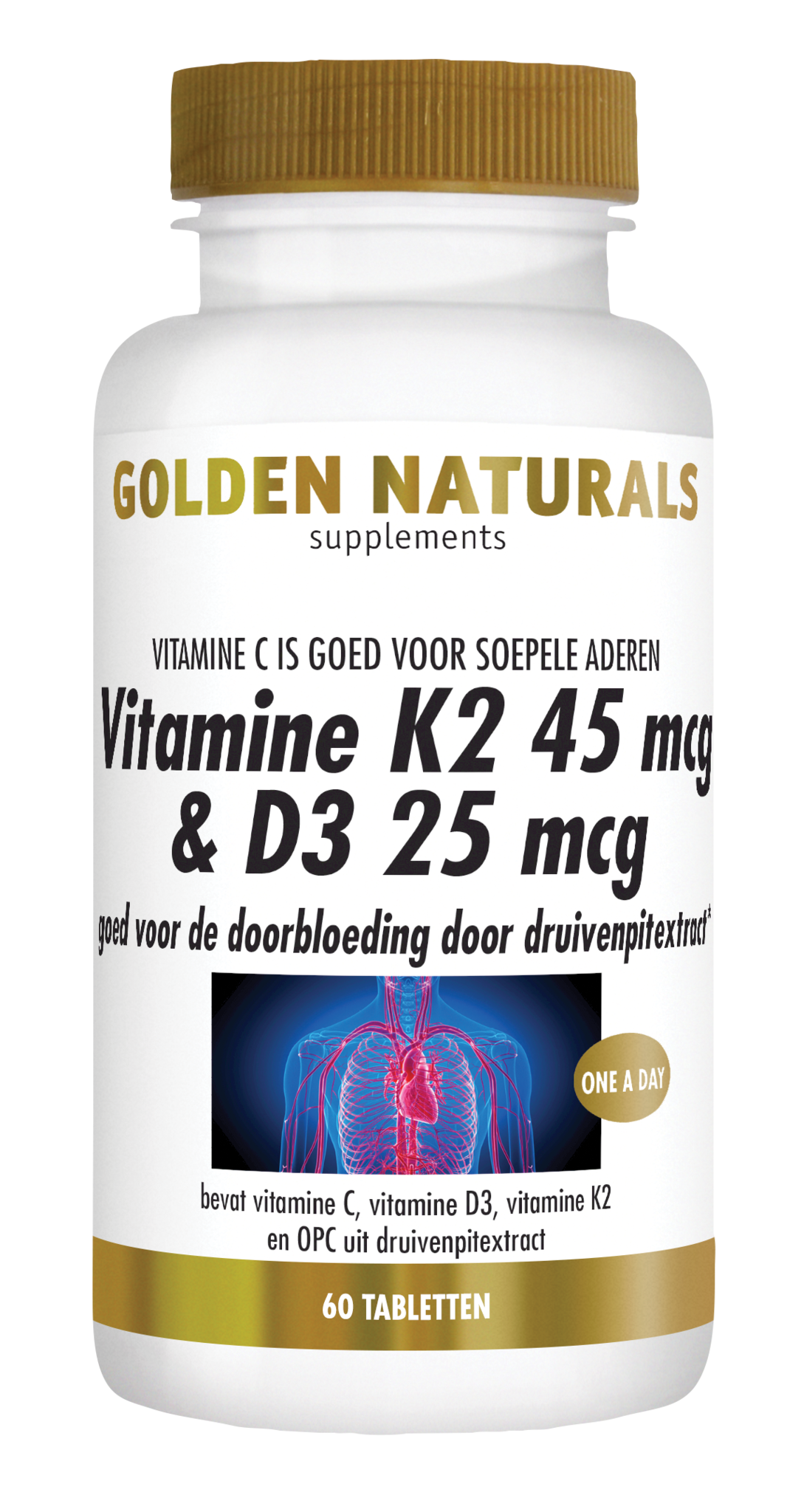 Golden Naturals Vitamin K2 45 µg & D3 25 µg (60 Tab)