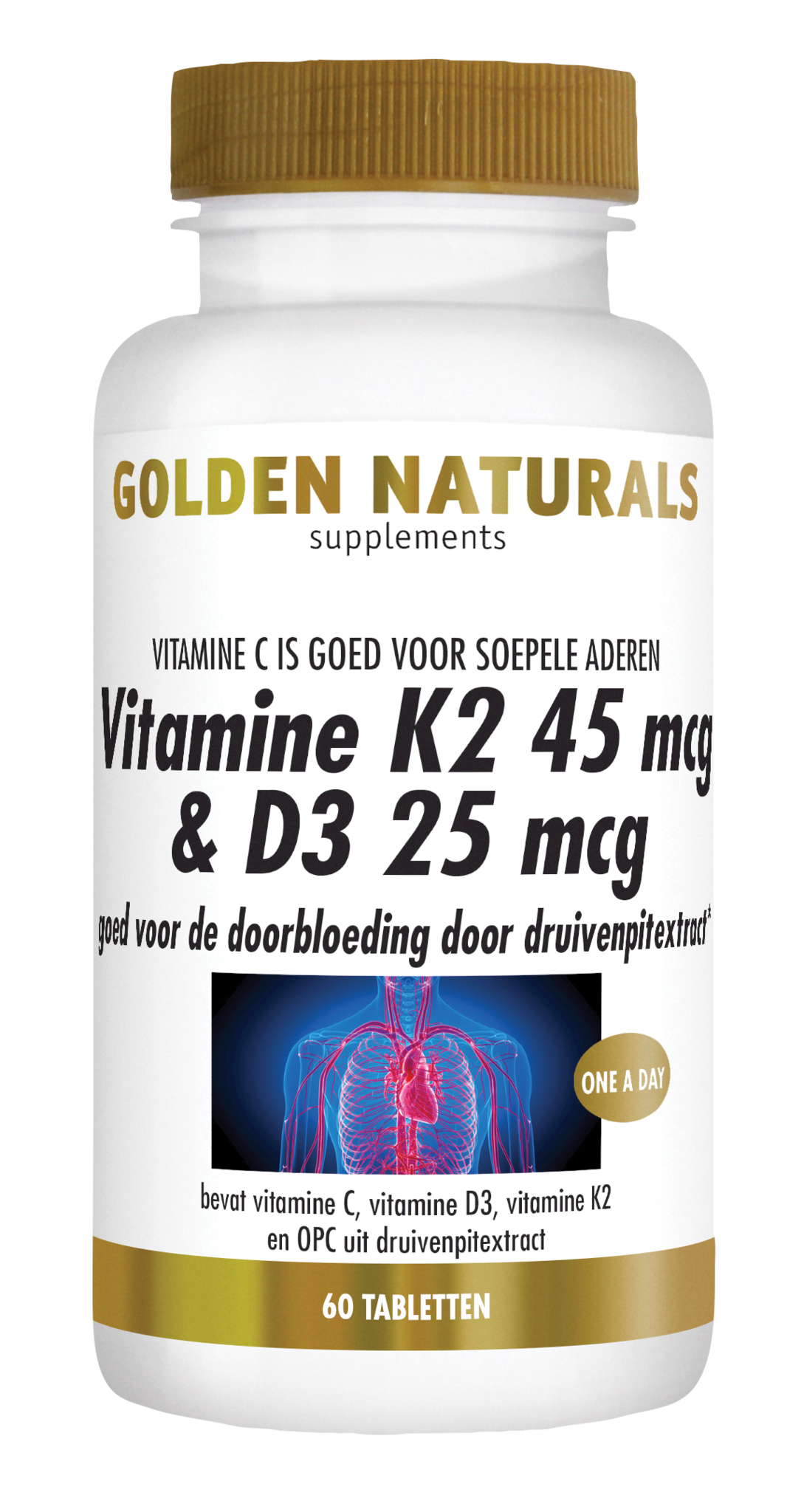 Golden Naturals Golden Naturals Vitamin K2 45 µg & D3 25 µg (60 Tabletten)