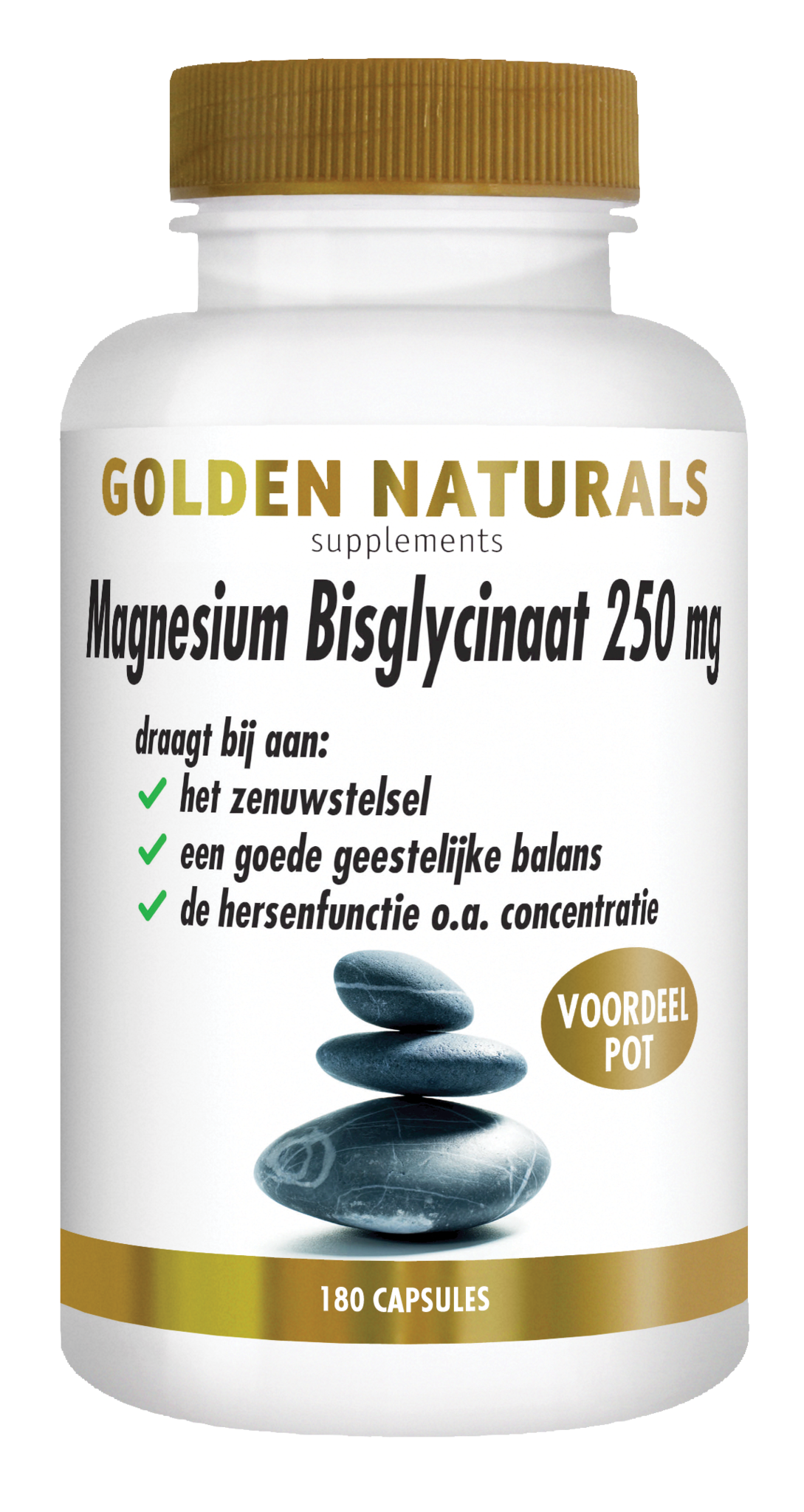 Golden Naturals Golden Naturals Magnesiumbisglycinat 250 mg (180 vegetarische Kapseln)