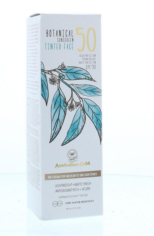 Australian Gold Australian Gold SPF50 botanisch getöntes Gesicht ÃƒÂ¢Ã¢â€šÂ¬ mittlere Bräune 89 Ml