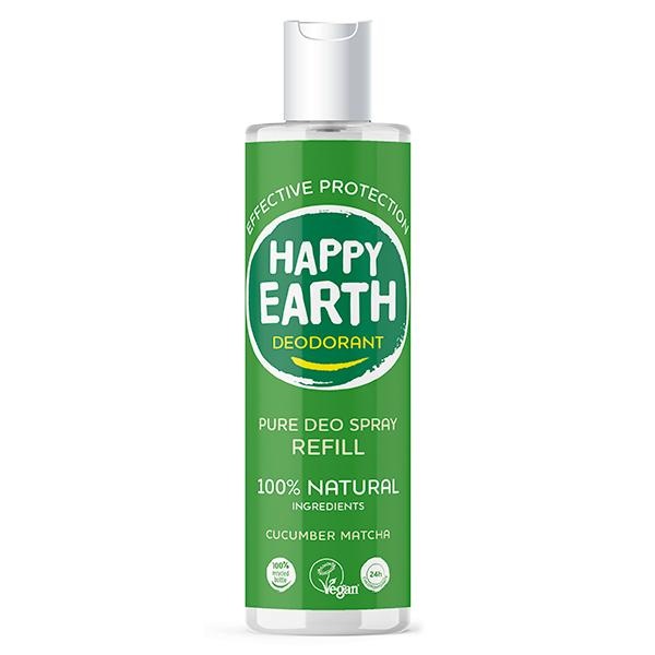Happy Earth Happy Earth Reines Deospray Gurken-Matcha-Nachfüllpackung 300 Ml