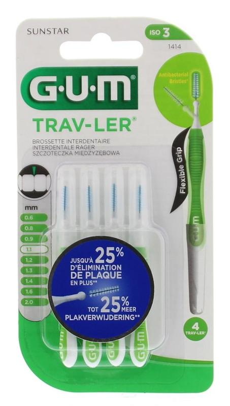 GUM GUM Travlerbürste 1,1 mm (grün) 4 Stk