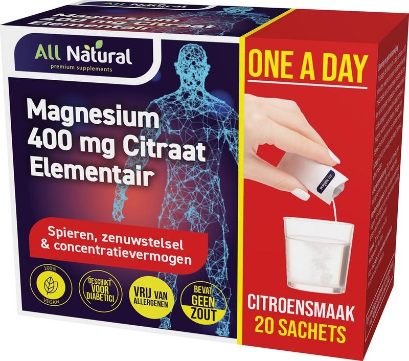 All Natural All Natural Magnesium 400mg 20 sachets