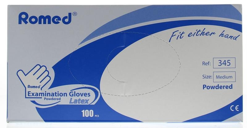 Romed Latexhandschuh nicht steril pulverisiert M 100 Stück