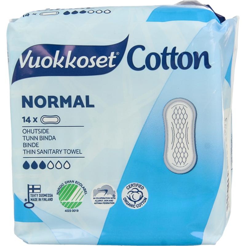 Vuokkoset Vuokkoset Damenbinden normale Bio-Baumwolle 14 Stück