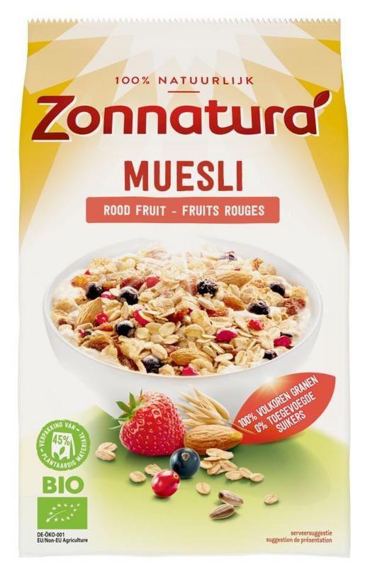 Zonnatura Zonnatura Müsli rote Frucht 375 Gramm