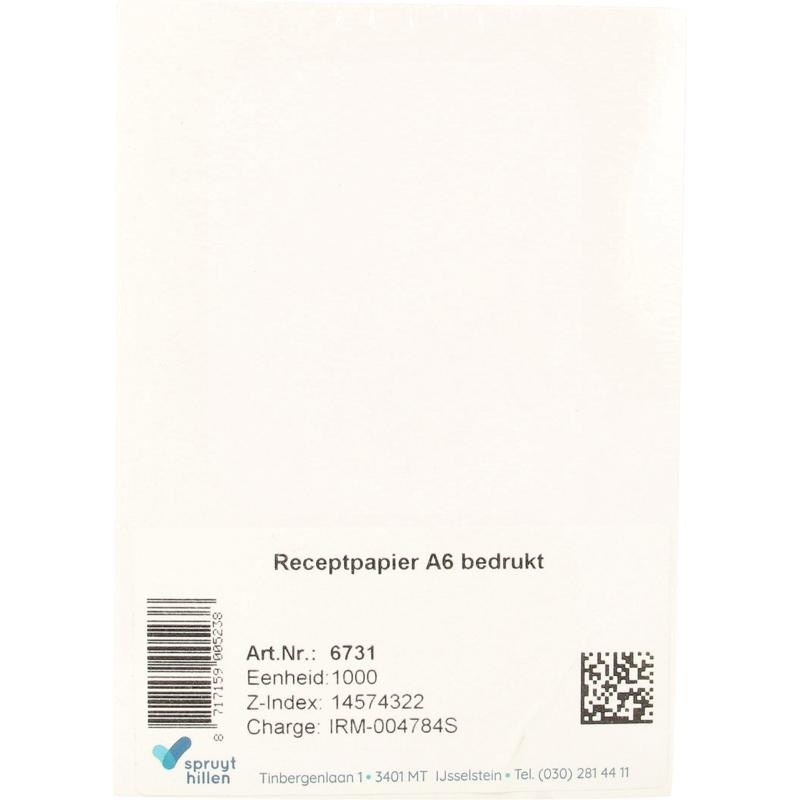 Spruyt Hillen Rezeptpapier A6 1000 Stück gedruckt