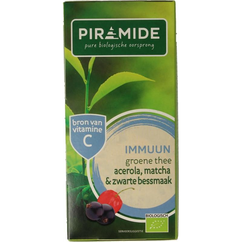 Piramide Pyramid Immune Grüntee AceRola Matcha & schwarze Johannisbeere Bio (20 Beutel)