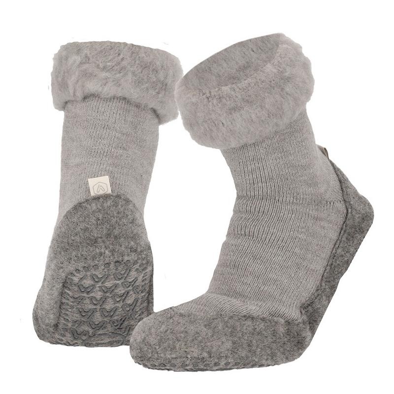 Apollo House Slipper Wolle rutschfest grau 45/46 (1 Paar)