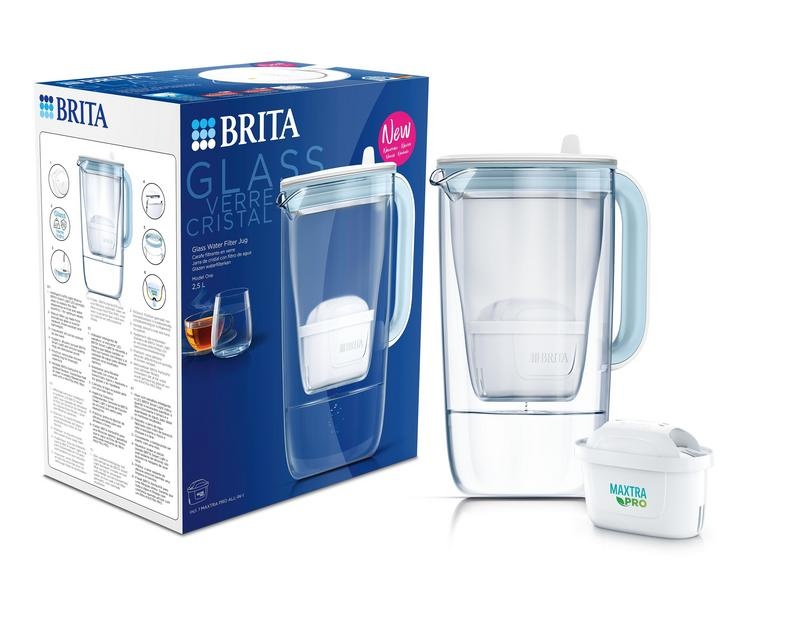 Brita Wasserfilterkrug aus Glas hellblau (1 Stück)