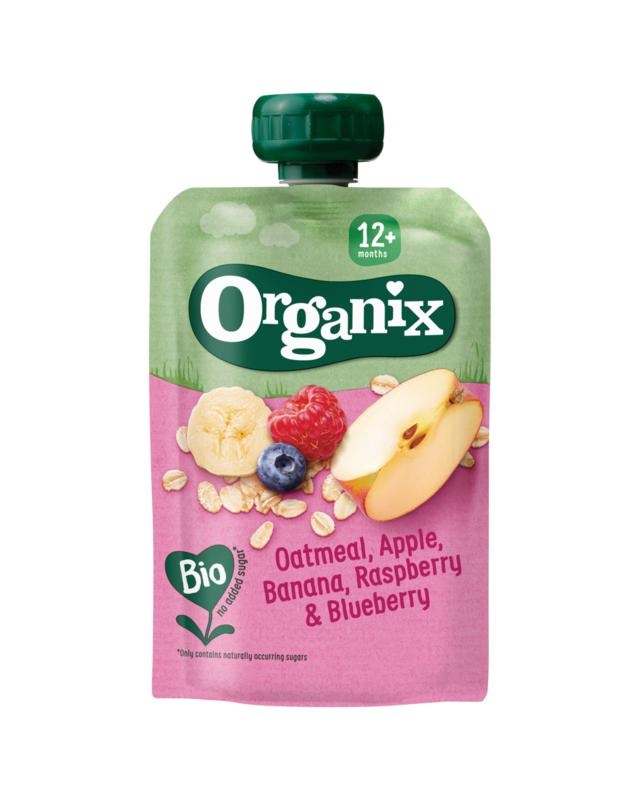 Organix Organix Squeeze Fruit Haferflocken, Apfel, Banane, Himbeere 10+M (100 Gramm)