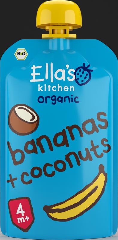Ella's Kitchen Bananen- und Kokosnuss-Quetschbeutel 4+ Monate, biologisch (120 Gramm)